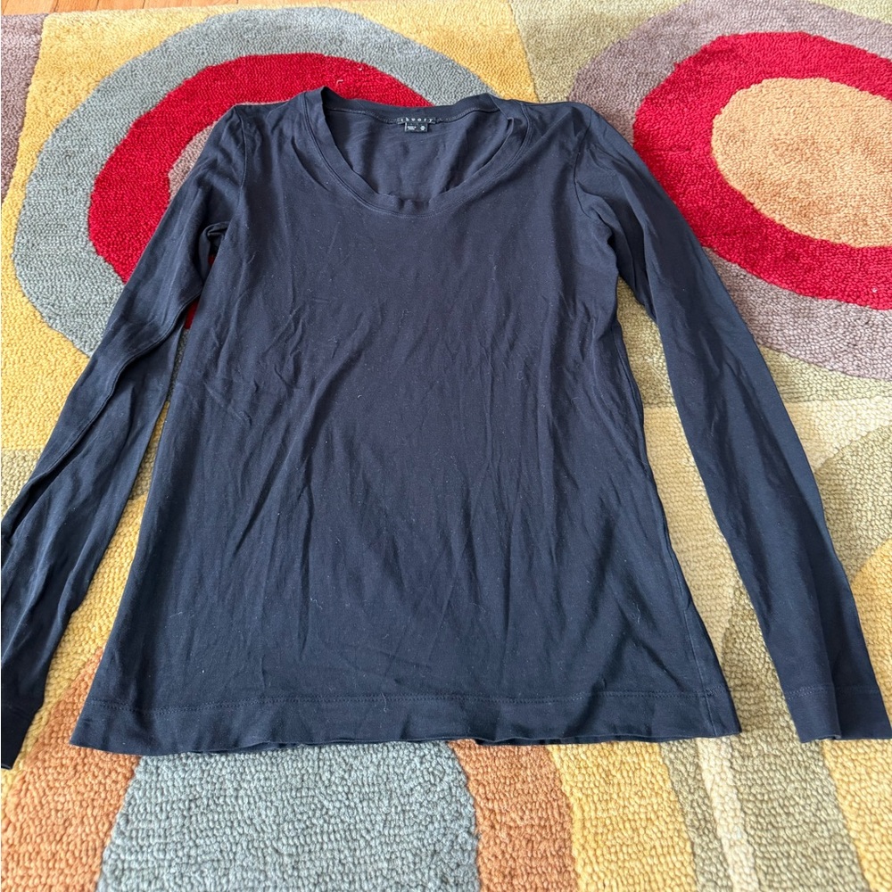 Theory Classic Basic Black Long Sleeve Tee Shirt Top Women’s Size Medium